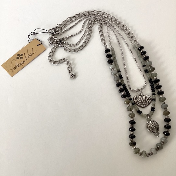 Patricia Nash Silver Tone 3 Piece Tiger's Eye Green And Black Modular Necklace - Picture 7 of 12